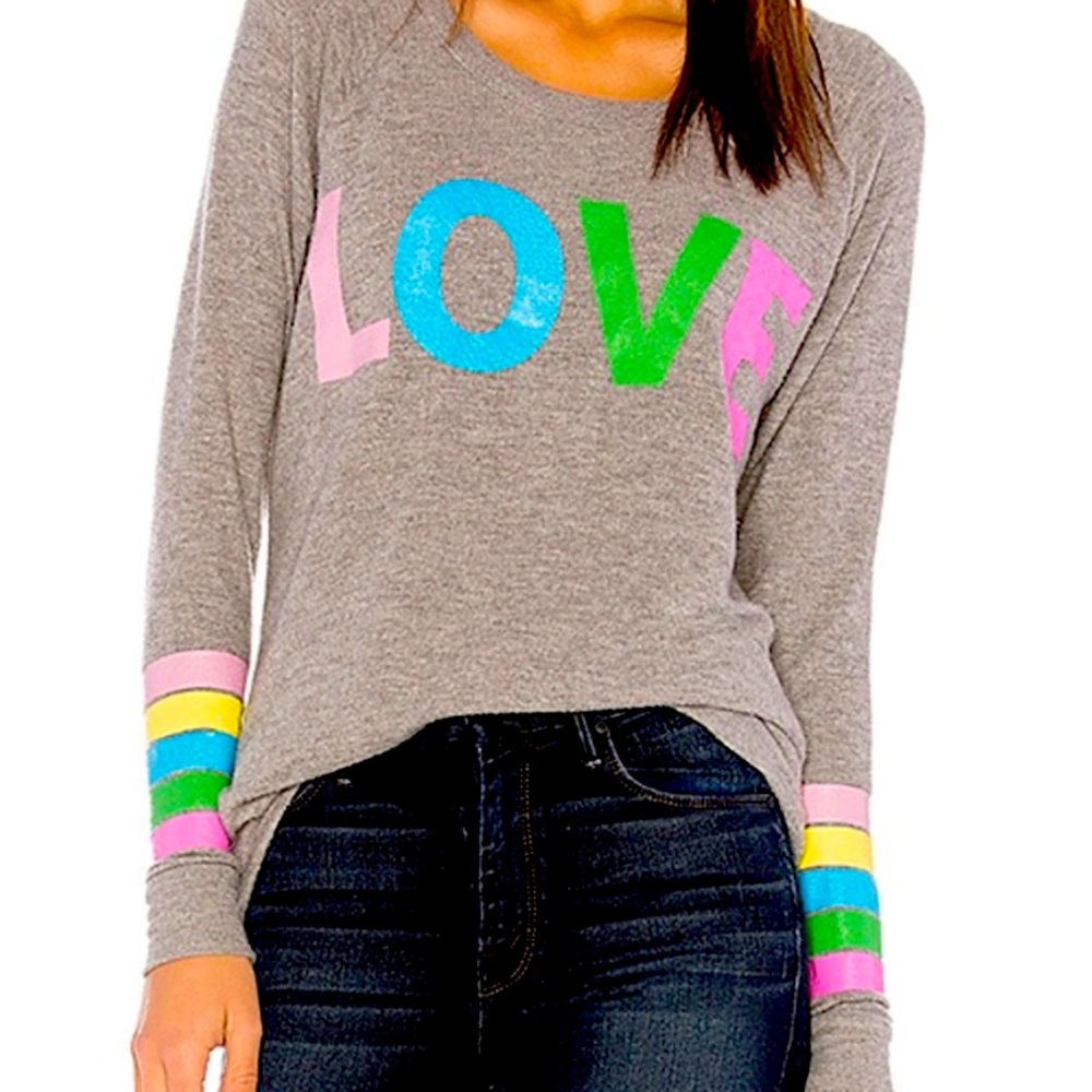 Chaser Love Rainbow Stripe Sweater Oversized Size Small NWT